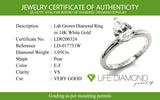 (LD) Anillo con diamante de laboratorio en oro blanco 14kt. D-1.05Cts.