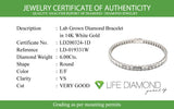 (LD) Pulsera (tennis) con diamantes de laboratorio en oro blanco 14kt. D-6.00Cts