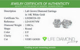 (LD) Aretes con diamantes de laboratorio en oro blanco 14kt. D-2.00CT