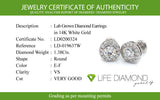 (LD) Aretes con diamantes de laboratorio en oro blanco 14kt. D-1.38cts.