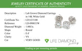 (LD) Aretes con diamantes de laboratorio en oro blanco 14kt.