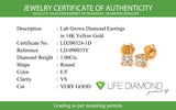 (LD) Aretes con diamantes de laboratorio en oro amarillo 14kt. D-1.00CT