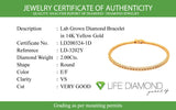 (LD) Pulsera (tennis) con diamantes de laboratorio en oro amarillo 14kt. D-2.00Cts