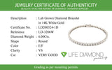 (LD) Pulsera (tennis) con diamantes de laboratorio en oro blanco 14kt. D-6.00Cts