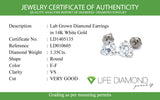 (LD) Aretes de diamantes de laboratorio en oro blanco 14kt. D-1.35cts