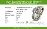 (LD) Set de anillos con diamantes de laboratorio en oro blanco 10kt.