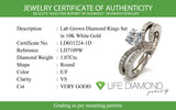 (LD) Set de anillos con diamantes de laboratorio en oro blanco 10kt.