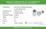 (LD) Aretes con diamantes de laboratorio en oro blanco 14kt. D-2.08Cts.