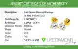 (LD) Aretes con diamantes de laboratorio en oro amarillo 10kt. D-0.88cts