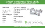 (LD) Aretes con diamantes de laboratorio en oro blanco 14kt. D-2.24Cts.