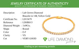 (LD) Pulsera (tennis) con diamantes de laboratorio en oro amarillo 14kt. D-3.69CT 17.5cm