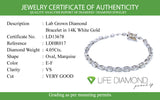 (LD) Pulsera (tennis) con diamantes de laboratorio en oro blanco 14kt. D-4.05CT 18cm
