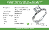 (LD) Anillo con diamante de laboratorio en oro blanco 14kt. D-1.38Cts.