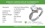 (LD) Anillo con diamante de laboratorio en oro blanco 14kt. D-1.28Cts.
