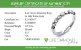 (LD) Banda con diamantes de laboratorio en oro blanco 14kt. D-0.57CTS.