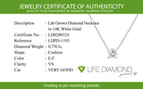 (LD) Collar con diamante de laboratorio en oro blanco 14kt. 41/46CM D-0.75CTS.