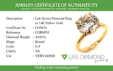 (LD) Anillo con diamante de laboratorio en oro amarillo 14kt. D-4.03Cts.