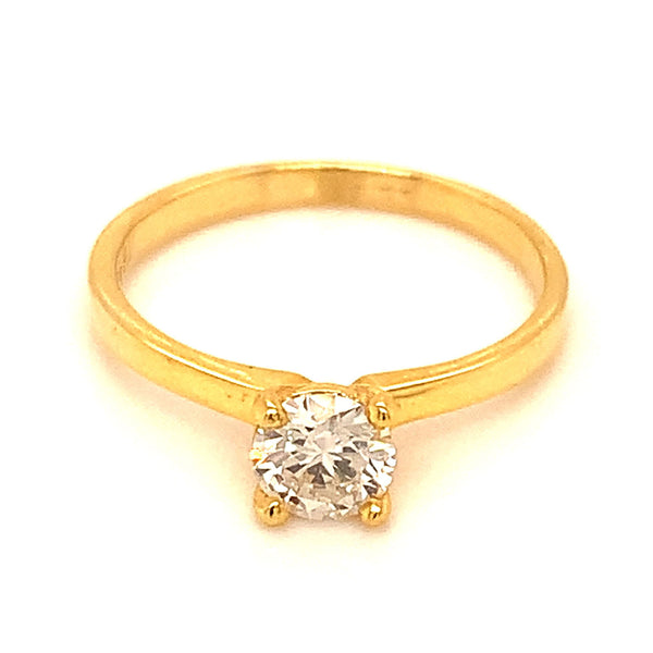 (LD)  Anillo con diamante de laboratorio en oro amarillo 14kt. - DGjoyeros