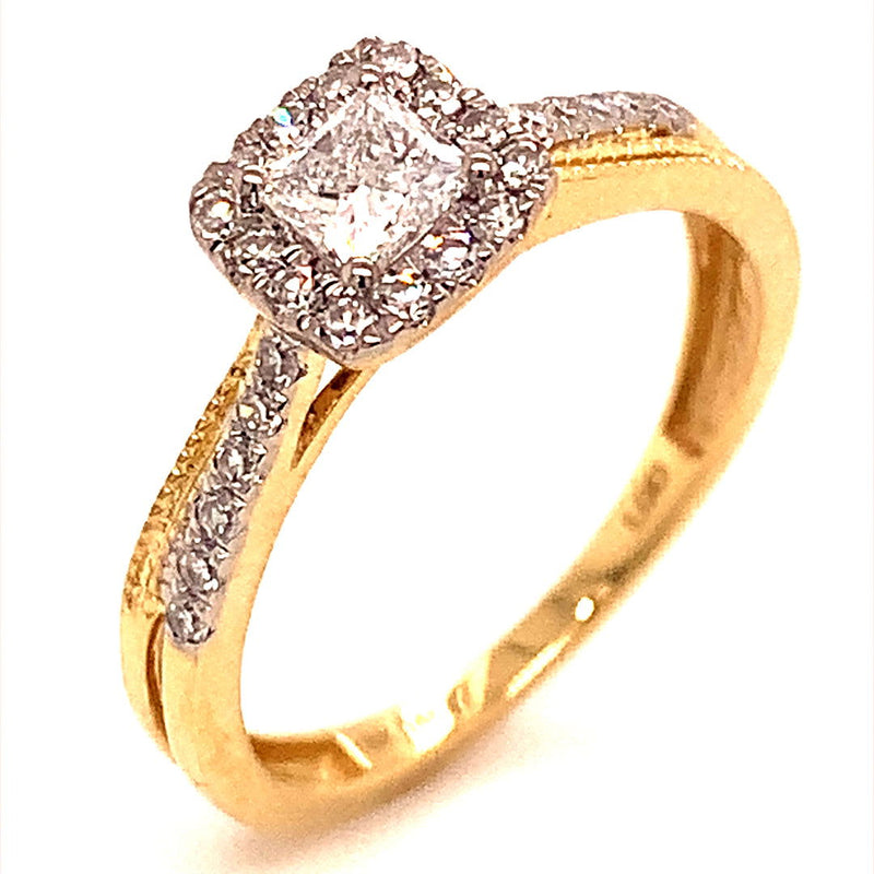 (LD)  Anillo con diamante de laboratorio en oro amarillo 14kt. - DGjoyeros