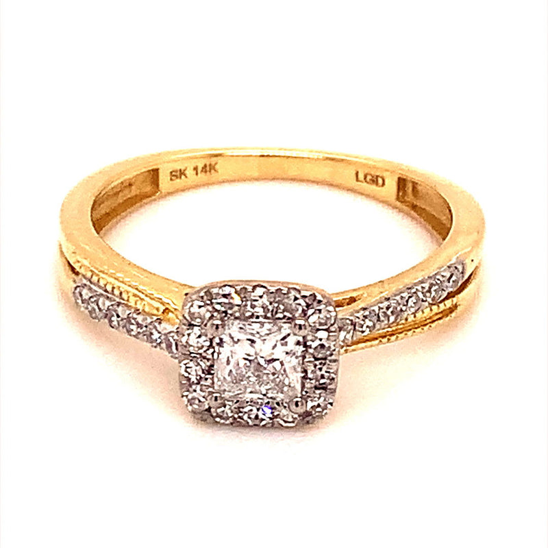 (LD)  Anillo con diamante de laboratorio en oro amarillo 14kt. - DGjoyeros