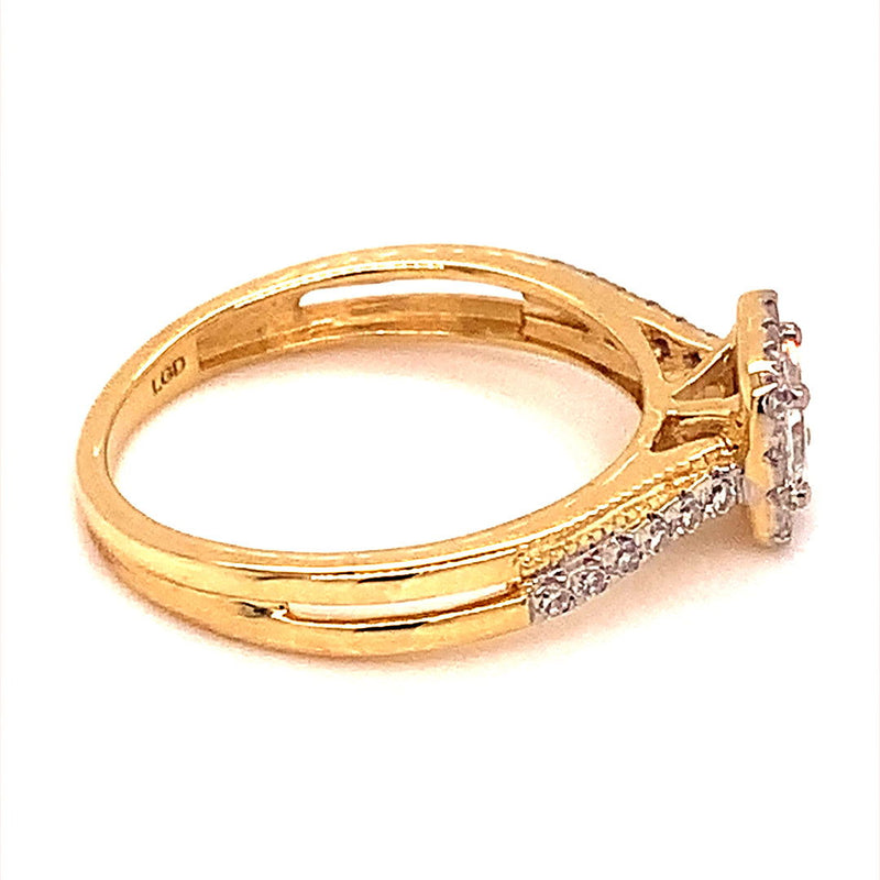 (LD)  Anillo con diamante de laboratorio en oro amarillo 14kt. - DGjoyeros