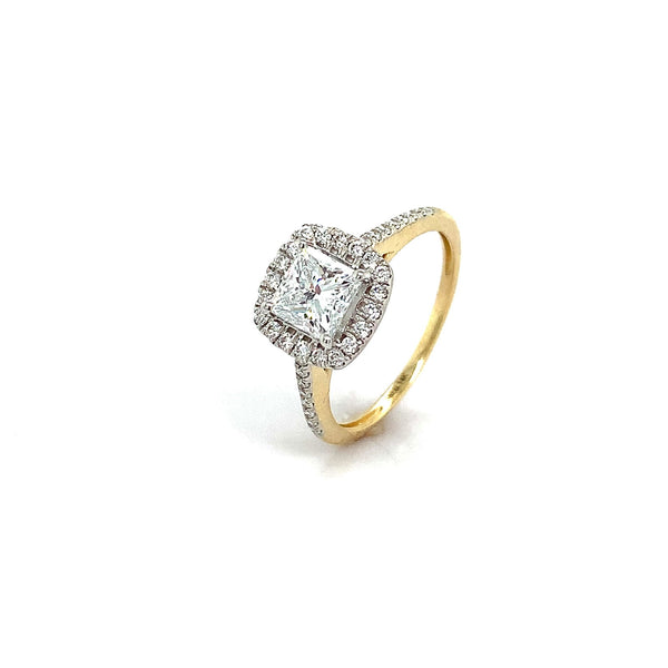 (LD)  Anillo con diamantes de laboratorio en oro amarillo 14kt. - DGjoyeros