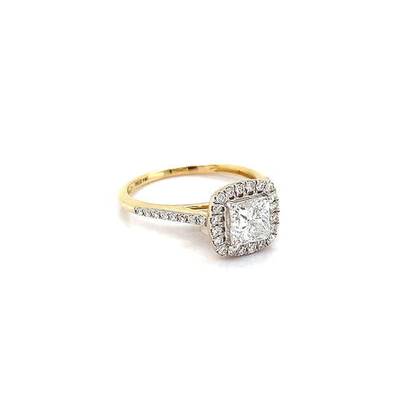 (LD)  Anillo con diamantes de laboratorio en oro amarillo 14kt. - DGjoyeros