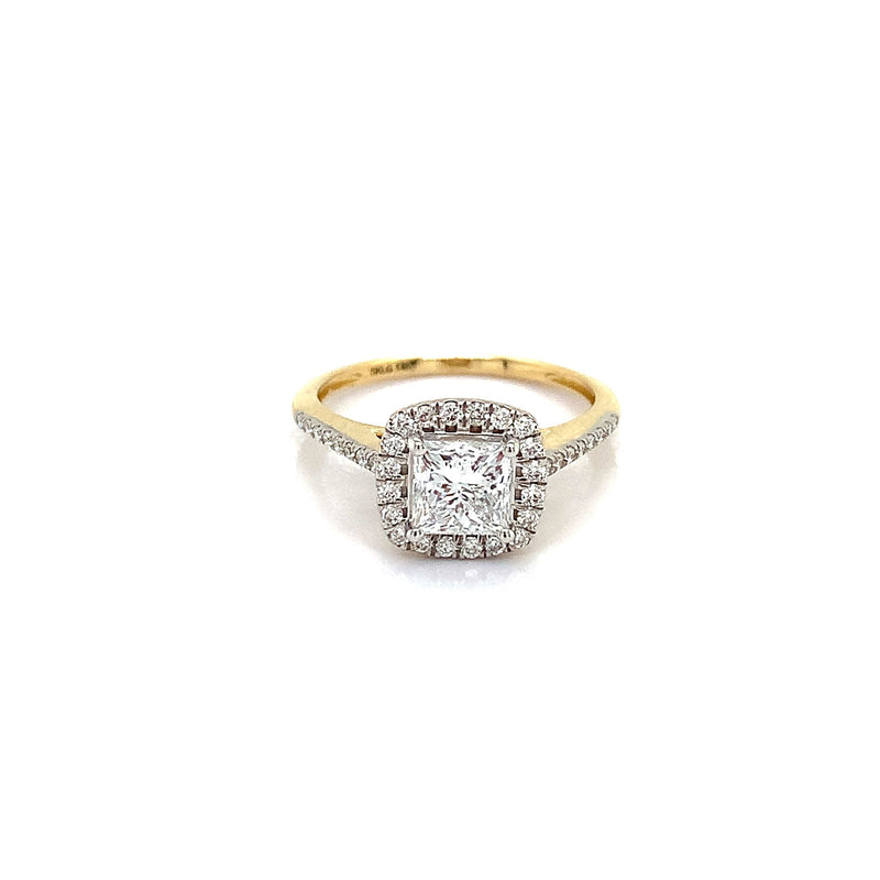 (LD)  Anillo con diamantes de laboratorio en oro amarillo 14kt. - DGjoyeros