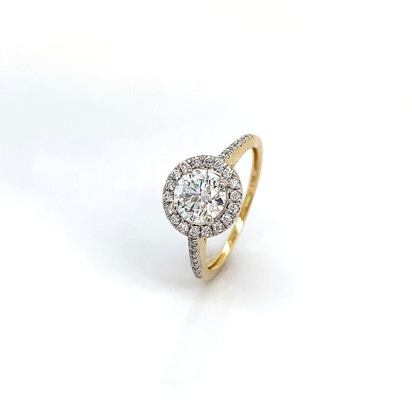 (LD)  Anillo con diamantes de laboratorio en oro amarillo 14kt. - DGjoyeros