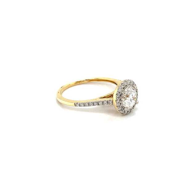 (LD)  Anillo con diamantes de laboratorio en oro amarillo 14kt. - DGjoyeros