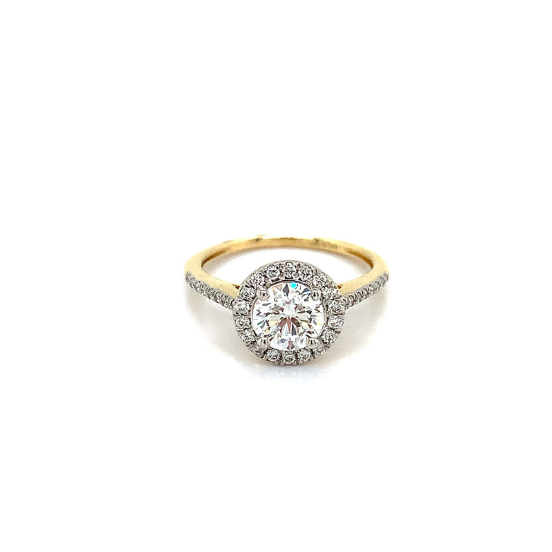 (LD)  Anillo con diamantes de laboratorio en oro amarillo 14kt. - DGjoyeros