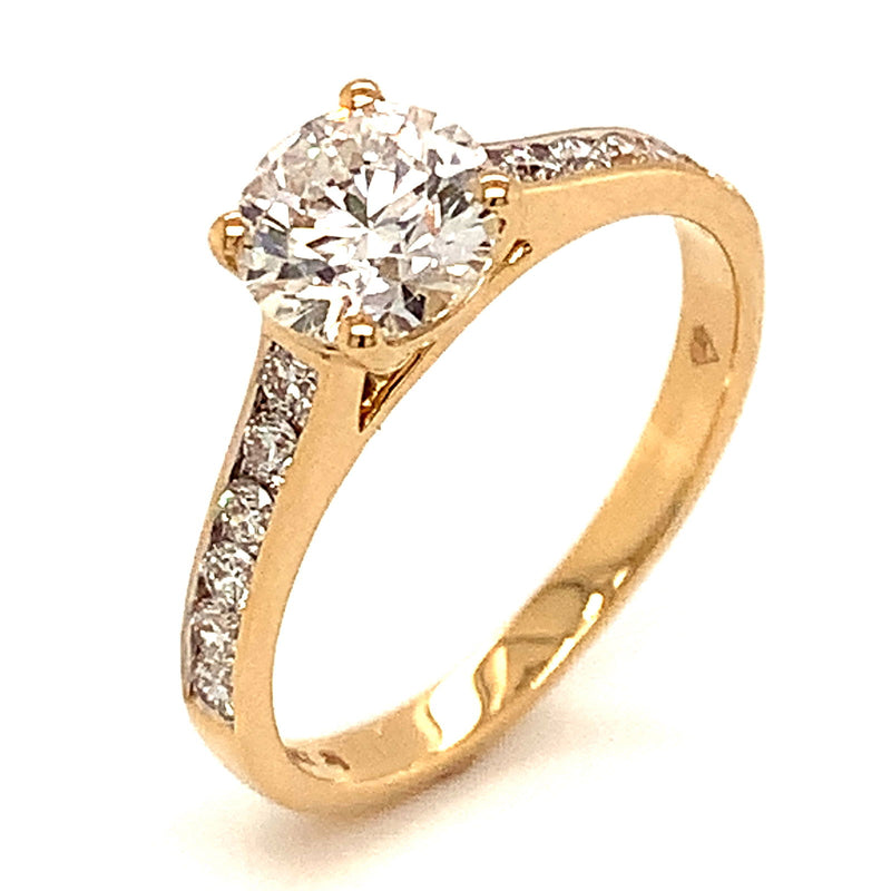 (LD) Anillo con diamantes de laboratorio en oro amarillo 14kt. - DGjoyeros
