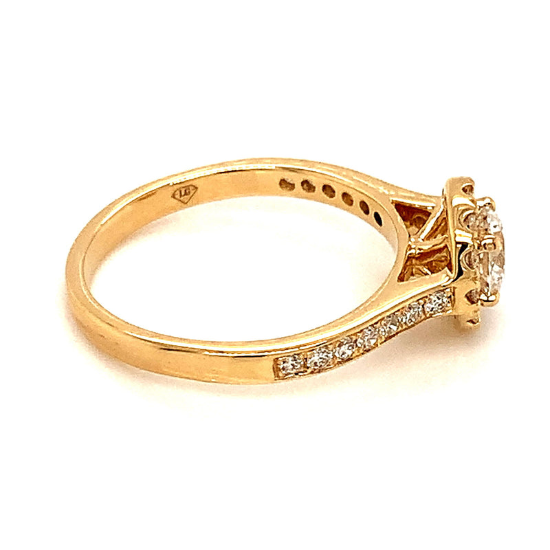 (LD) Anillo con diamantes de laboratorio en oro amarillo 14kt. - DGjoyeros