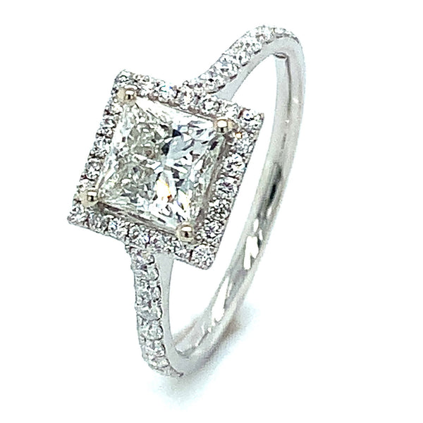 (LD) Anillo con diamantes de laboratorio  en oro blanco 14kt. - DGjoyeros