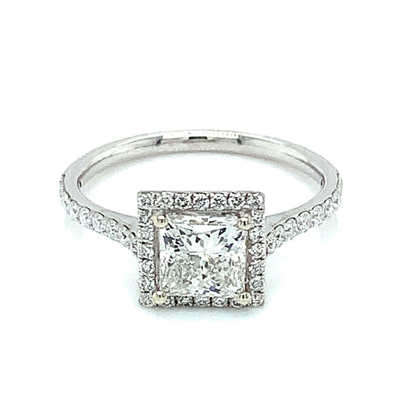 (LD) Anillo con diamantes de laboratorio  en oro blanco 14kt. - DGjoyeros