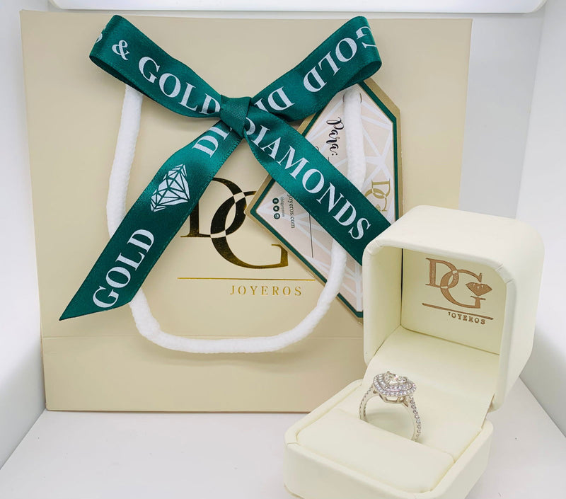 (LD) Anillo con diamantes de laboratorio en oro blanco 14kt. - DGjoyeros