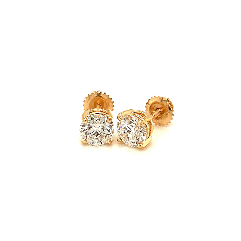 (LD) Aretes con diamantes de laboratorio en oro amarillo 14kt. - DGjoyeros
