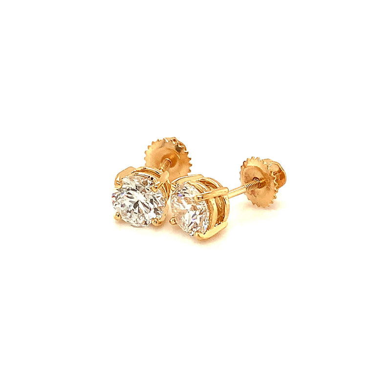 (LD) Aretes con diamantes de laboratorio en oro amarillo 14kt. - DGjoyeros