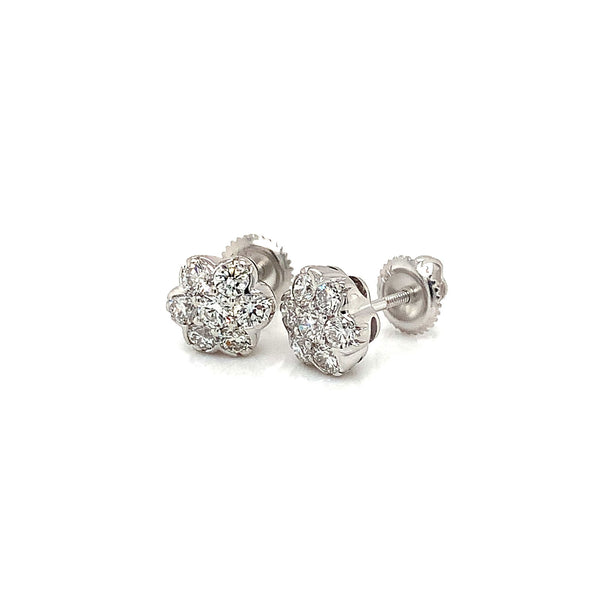 (LD) Aretes con diamantes de laboratorio en oro blanco 14kt. - DGjoyeros