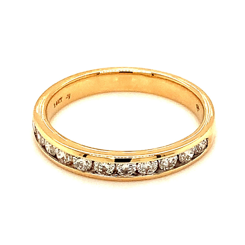(LD) Banda con diamantes de laboratorio en oro amarillo 14kt. - DGjoyeros