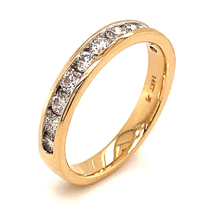 (LD) Banda con diamantes de laboratorio en oro amarillo 14kt. - DGjoyeros