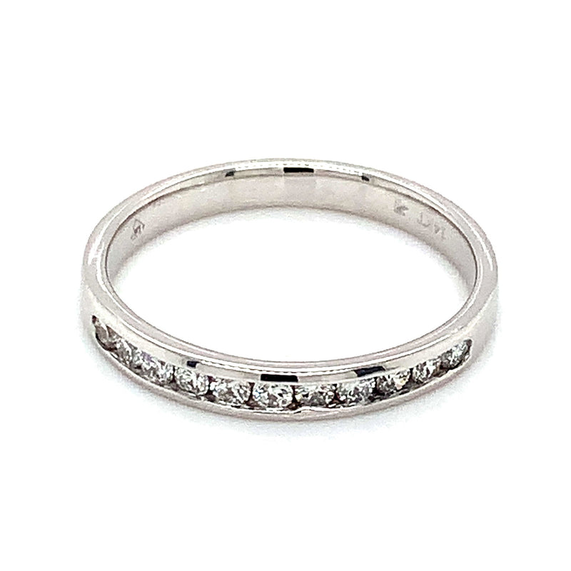 (LD) Banda con diamantes de laboratorio  en oro blanco 14kt. - DGjoyeros