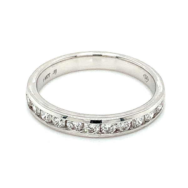 (LD) Banda con diamantes de laboratorio  en oro blanco 14kt. - DGjoyeros