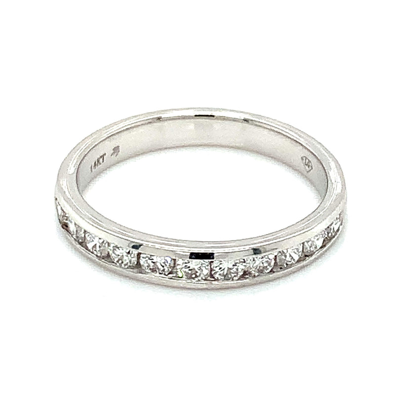 (LD) Banda con diamantes de laboratorio  en oro blanco 14kt. - DGjoyeros
