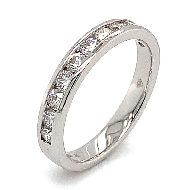 (LD) Banda con diamantes de laboratorio  en oro blanco 14kt. - DGjoyeros