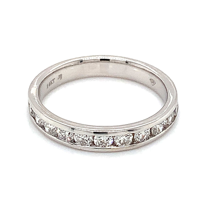 (LD) Banda con diamantes de laboratorio  en oro blanco 14kt. - DGjoyeros