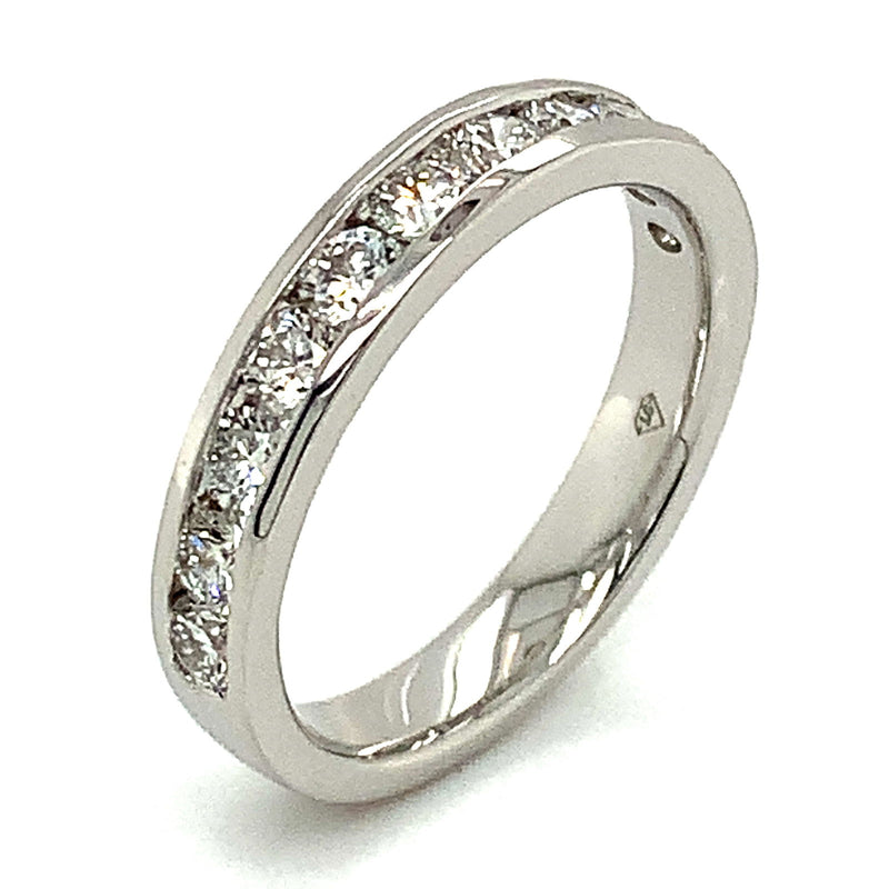 (LD) Banda con diamantes de laboratorio  en oro blanco 14kt. - DGjoyeros