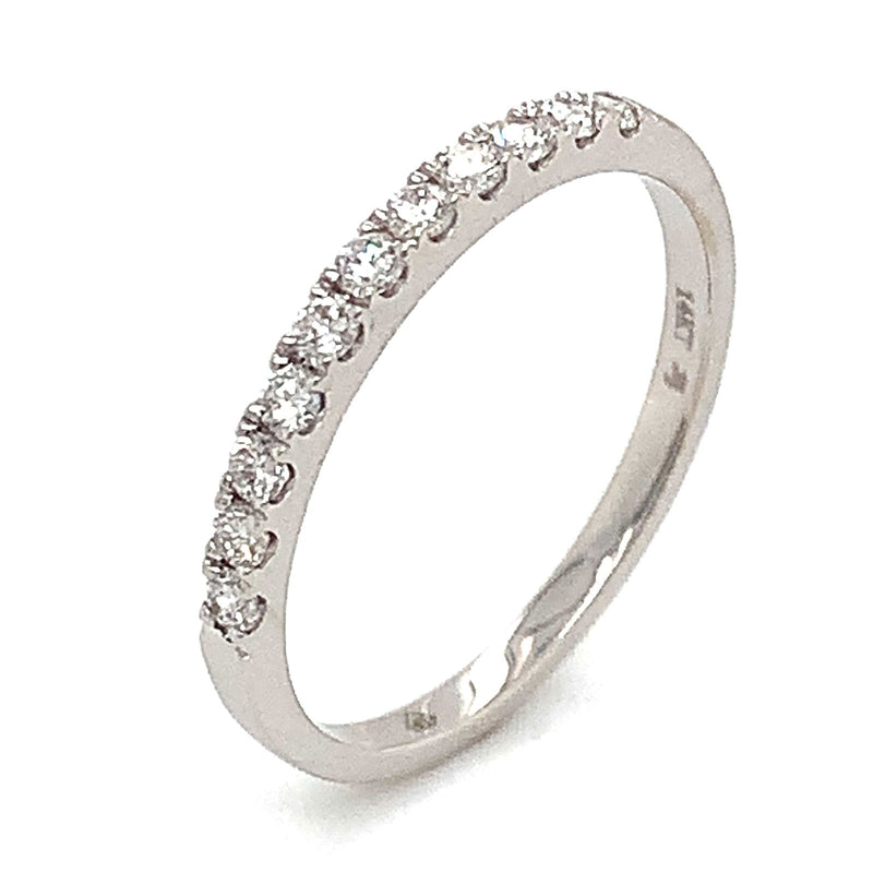 (LD) Banda con diamantes de laboratorio en oro blanco 14kt. - DGjoyeros