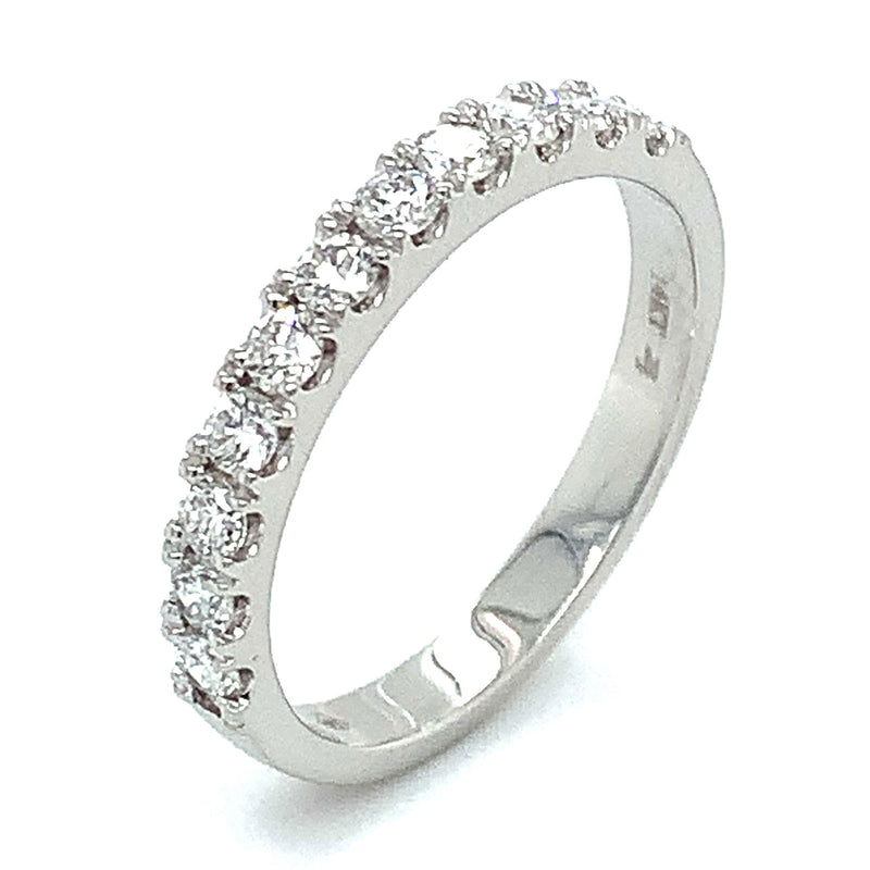 (LD) Banda con diamantes de laboratorio en oro blanco 14kt. - DGjoyeros