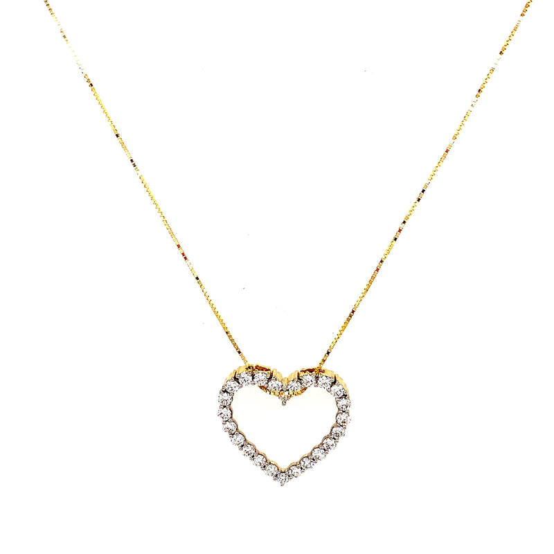 (LD) Collar (corazón) con diamantes de laboratorio en oro amarillo 10kt. 45CM - DGjoyeros